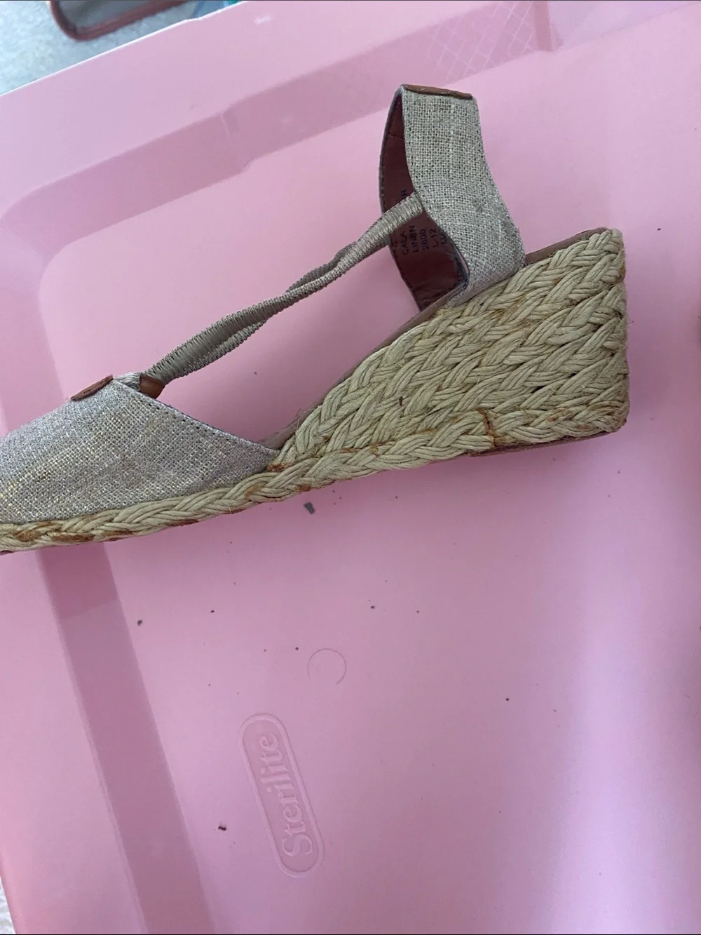 Vintage - never worn Ralph Lauren Beige Linen Espadrille Wedge Sandals